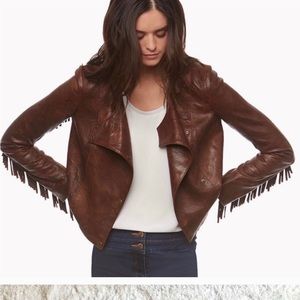 Veronica Beard Fringe Leather Jacket. Size 4
